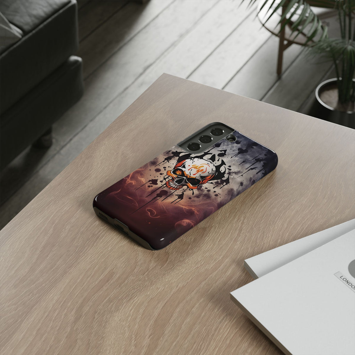 Phone Case - Tough - Orange Skull