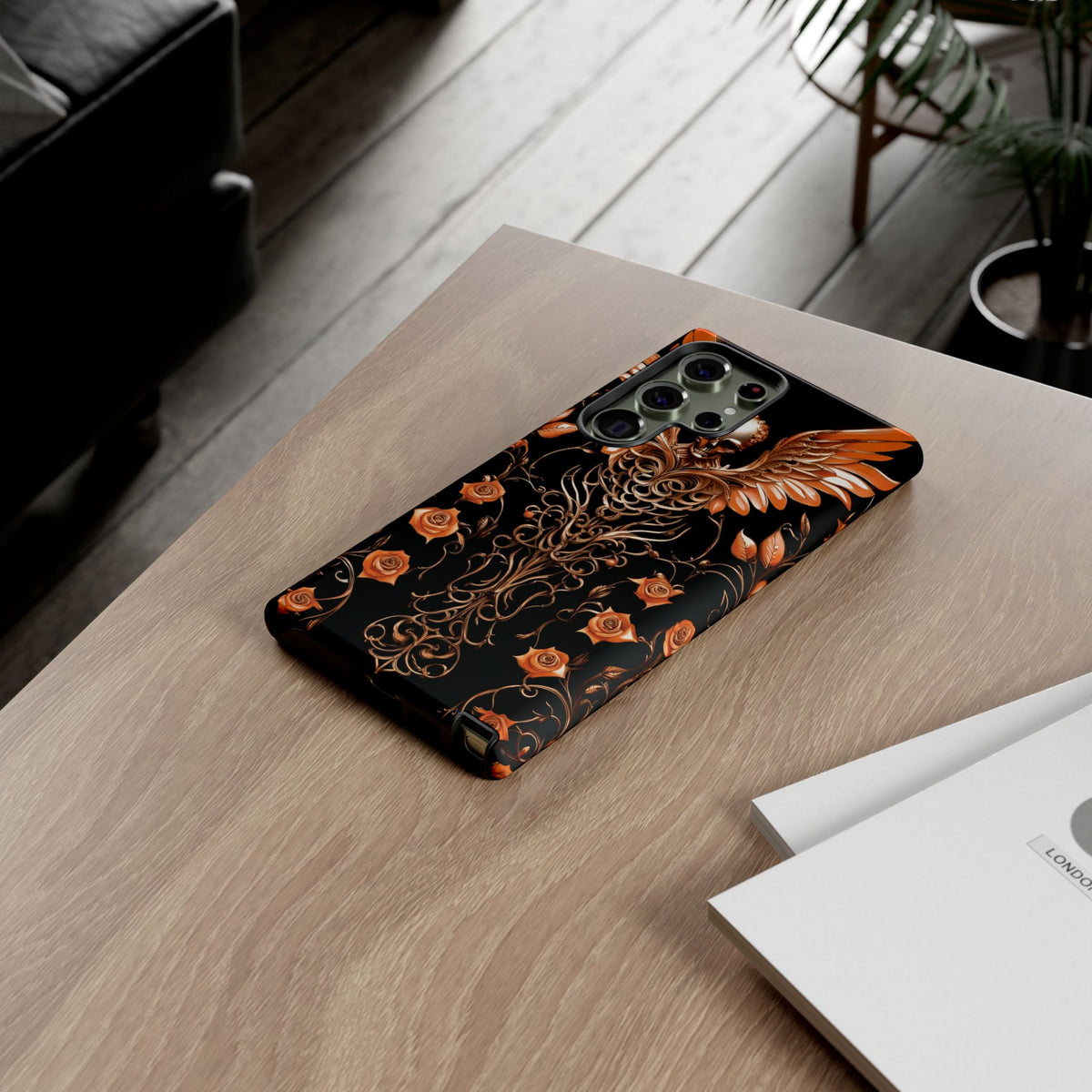Phone Case - Tough - Orange Skull & Wings