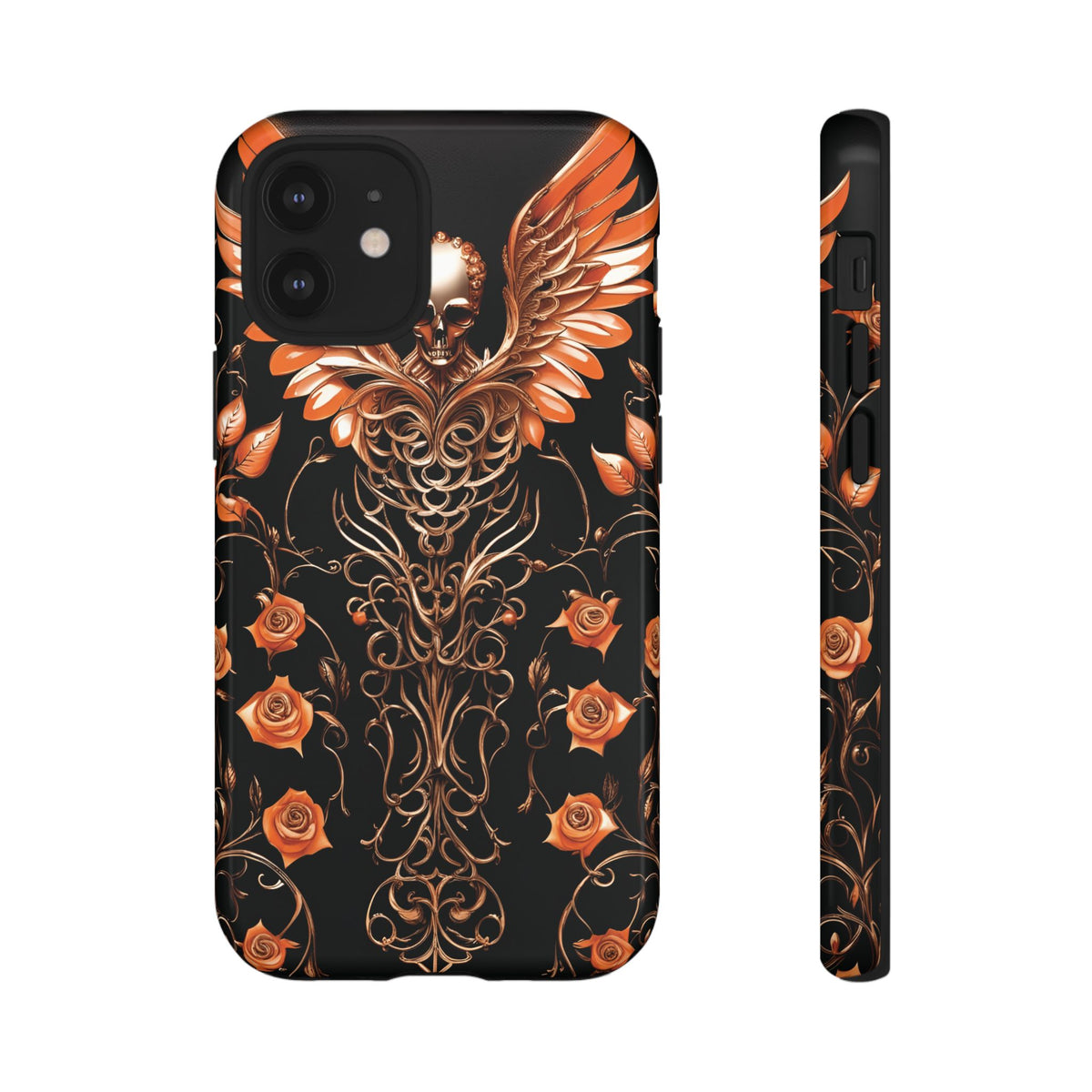 Phone Case - Tough - Orange Skull & Wings
