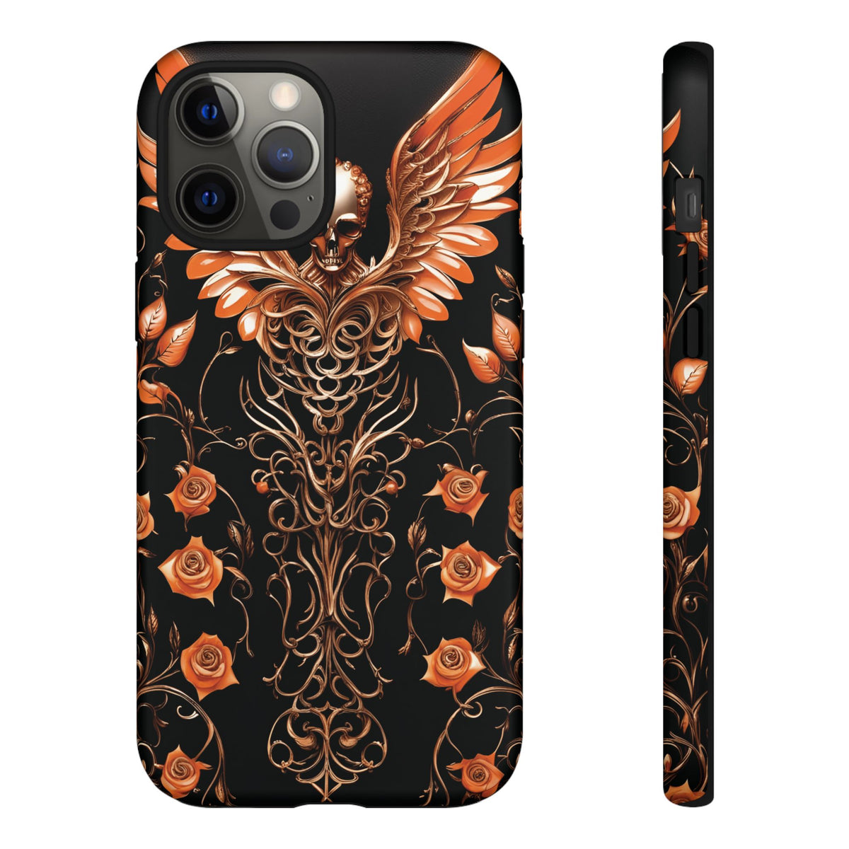 Phone Case - Tough - Orange Skull & Wings