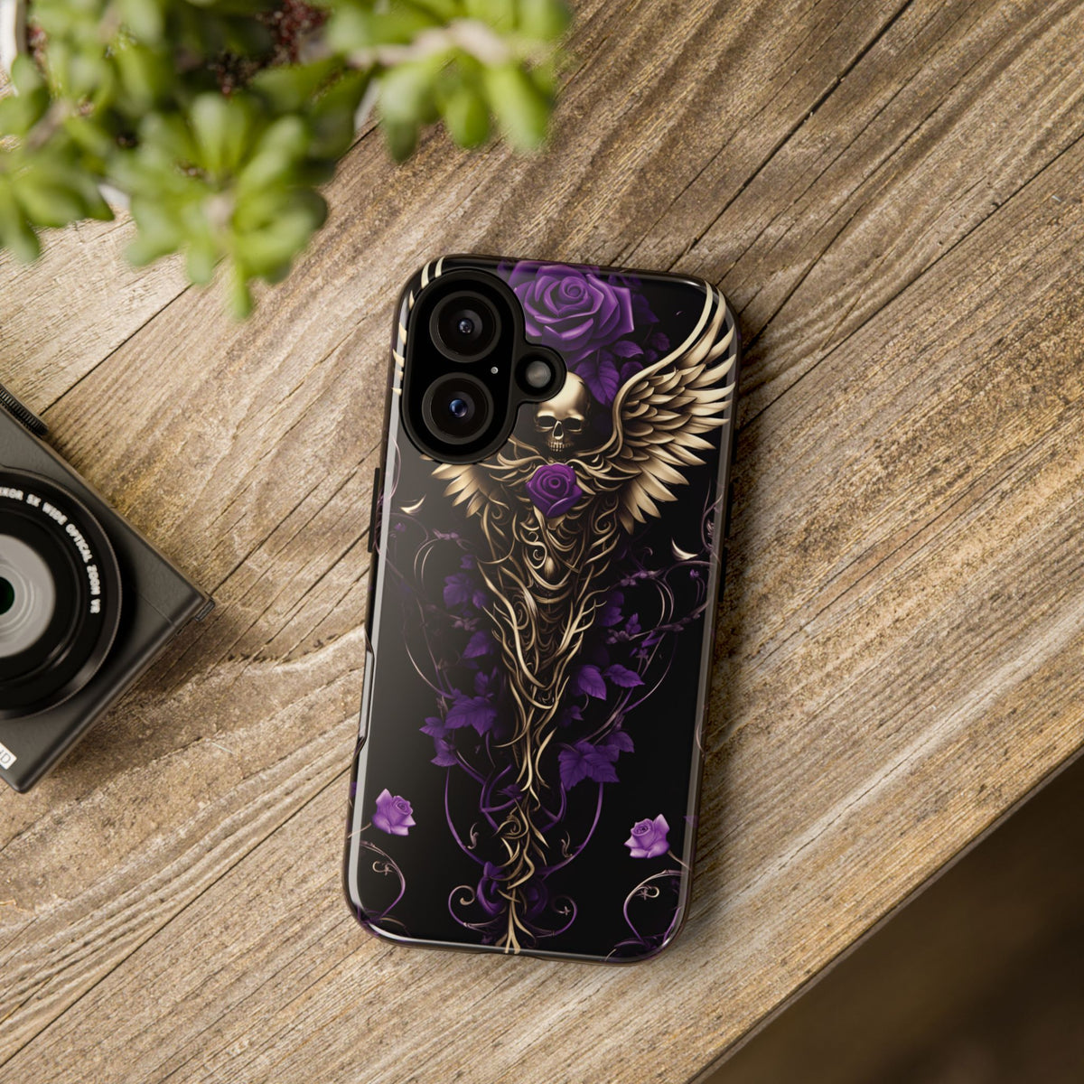 Phone Case - Tough - Purple Skull & Wings
