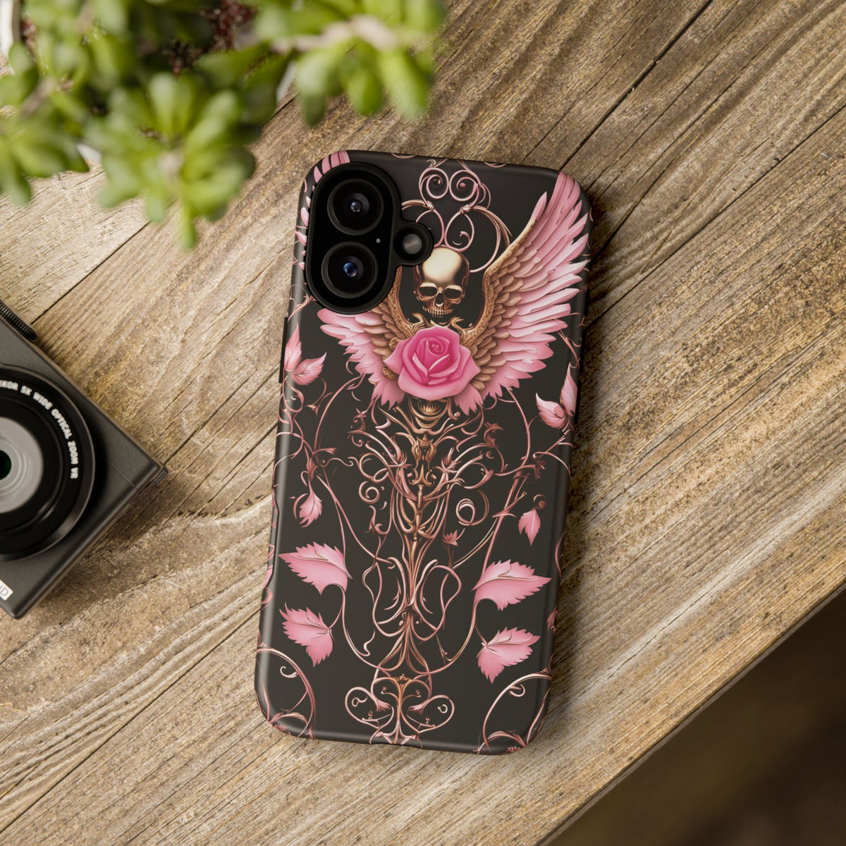 Phone Case - Tough - Pink Skull & Wings