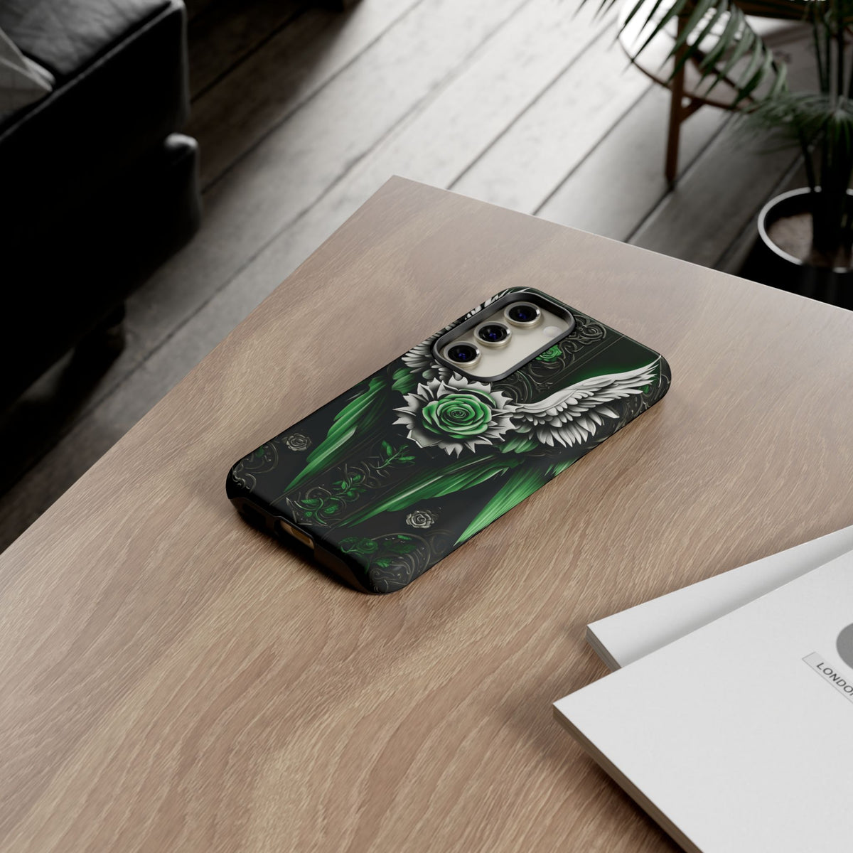 Phone Case - Tough - Green Angel Wings
