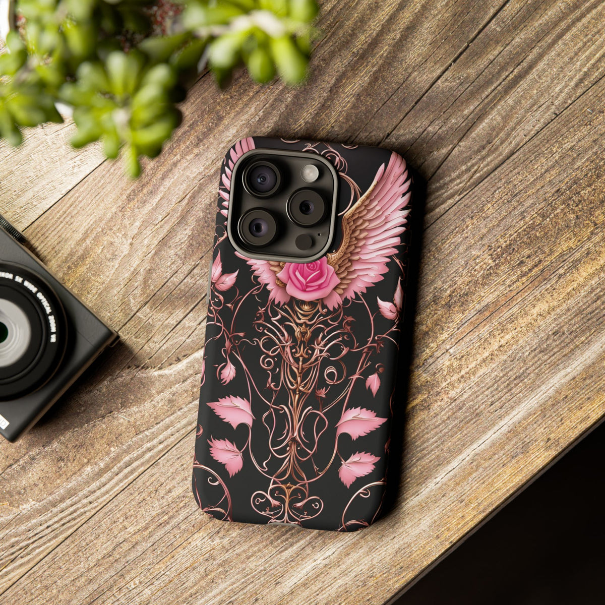Phone Case - Tough - Pink Skull & Wings