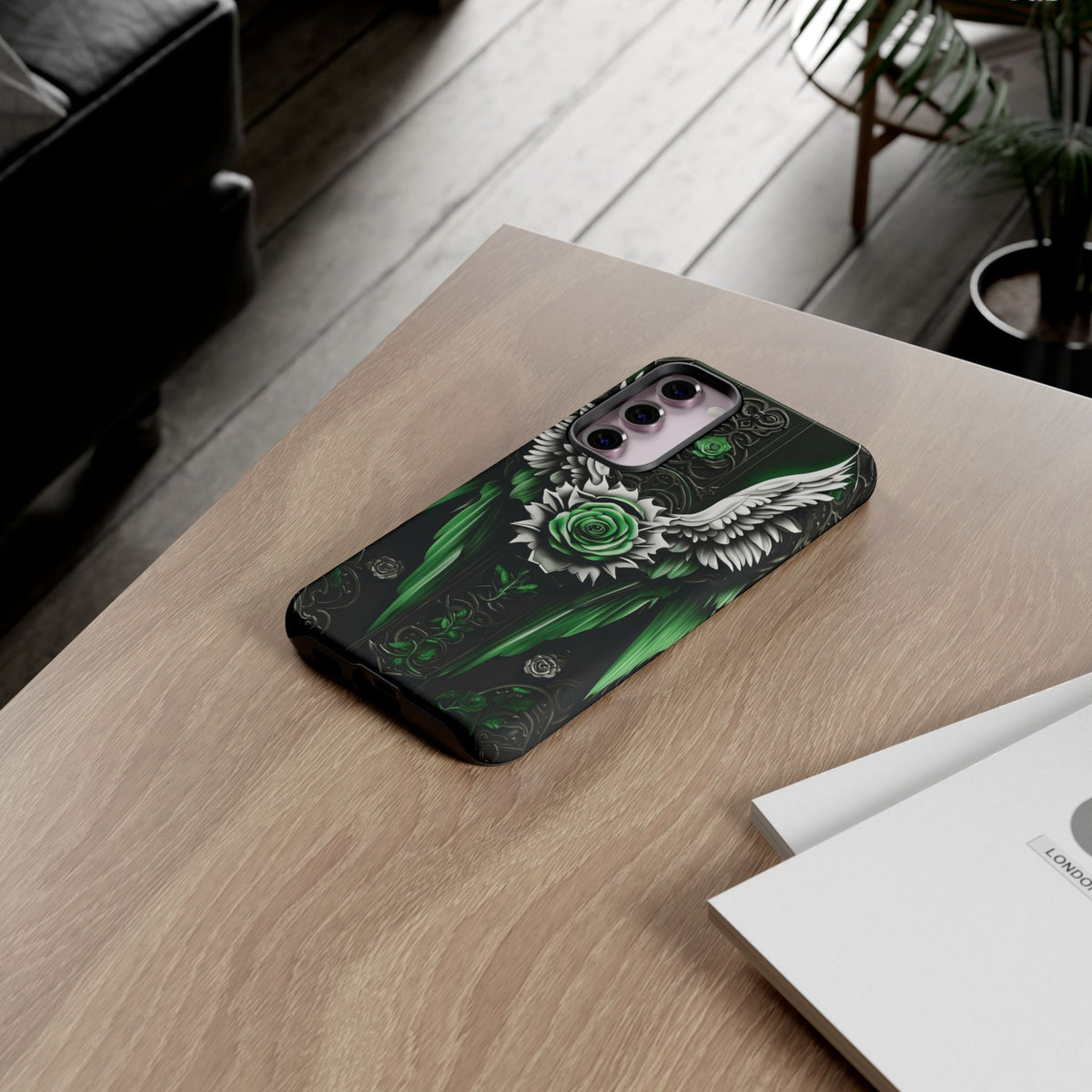 Phone Case - Tough - Green Angel Wings