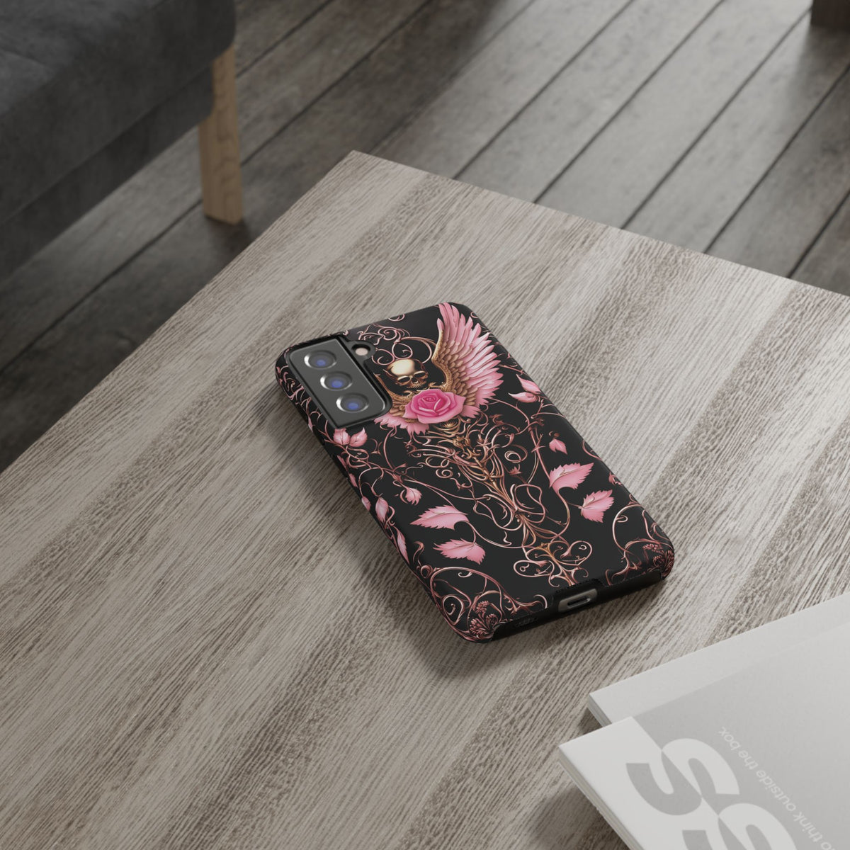 Phone Case - Tough - Pink Skull & Wings