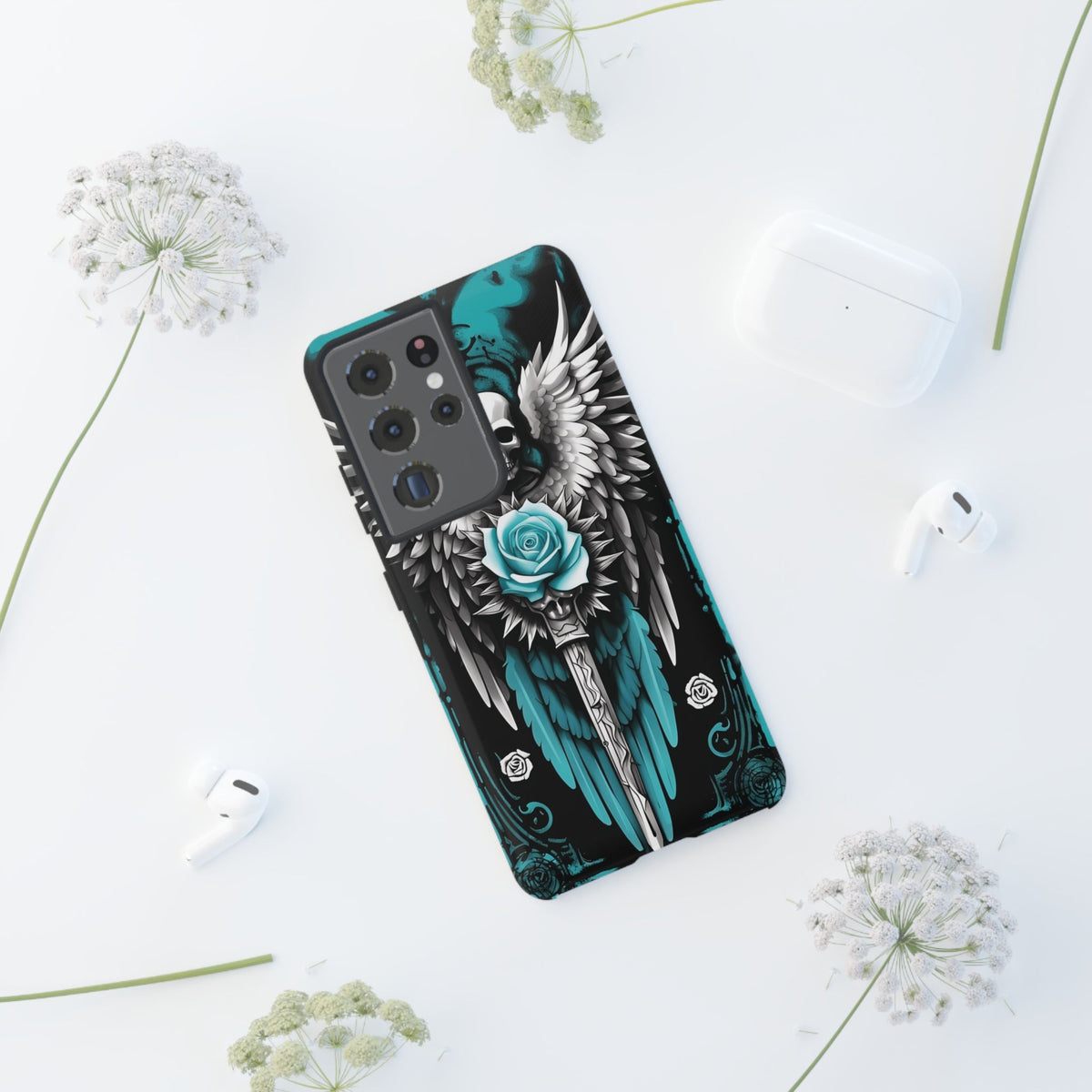 Phone Case - Tough - Cyan Angel Wings