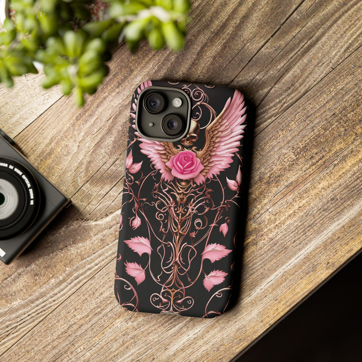 Phone Case - Tough - Pink Skull & Wings
