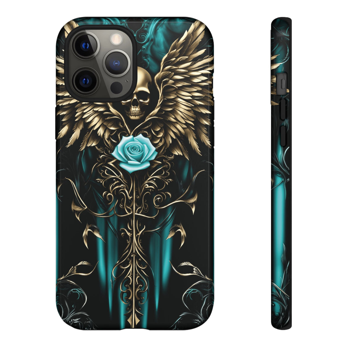 Phone Case - Tough - Cyan Skull & Wings