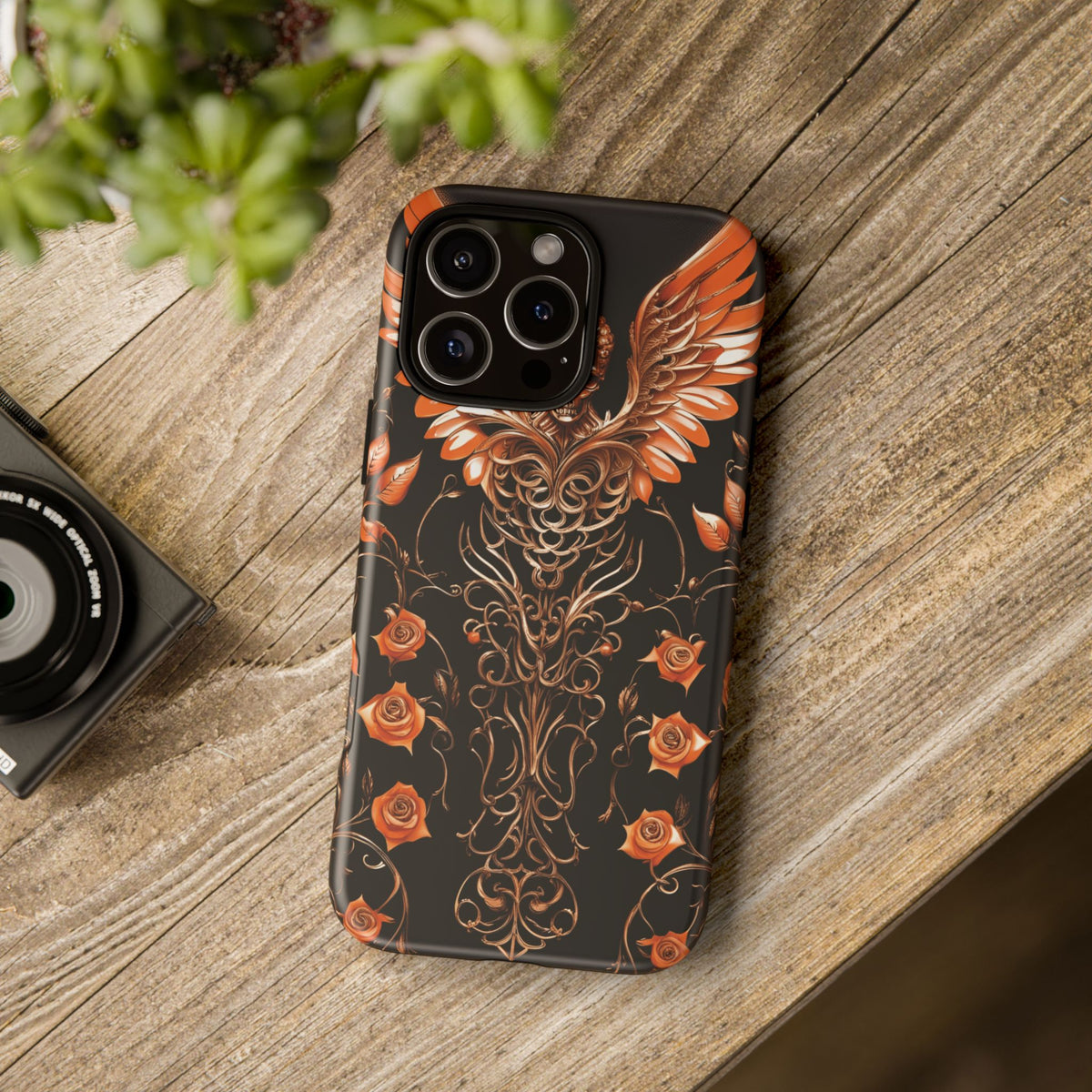 Phone Case - Tough - Orange Skull & Wings