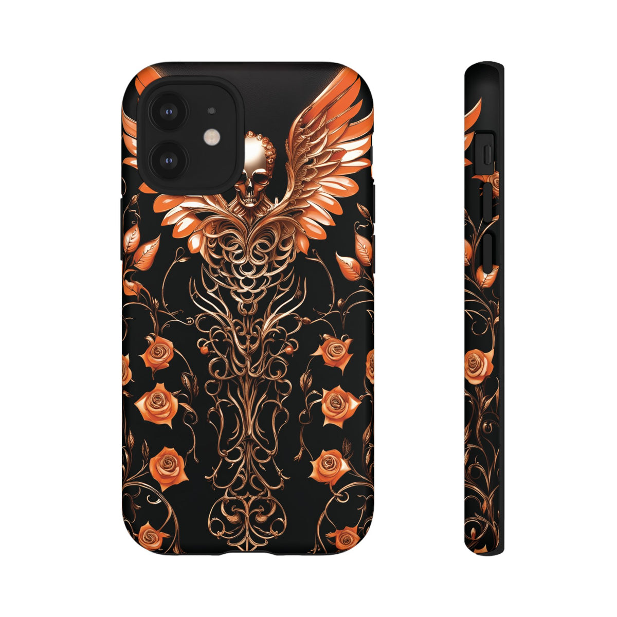 Phone Case - Tough - Orange Skull & Wings