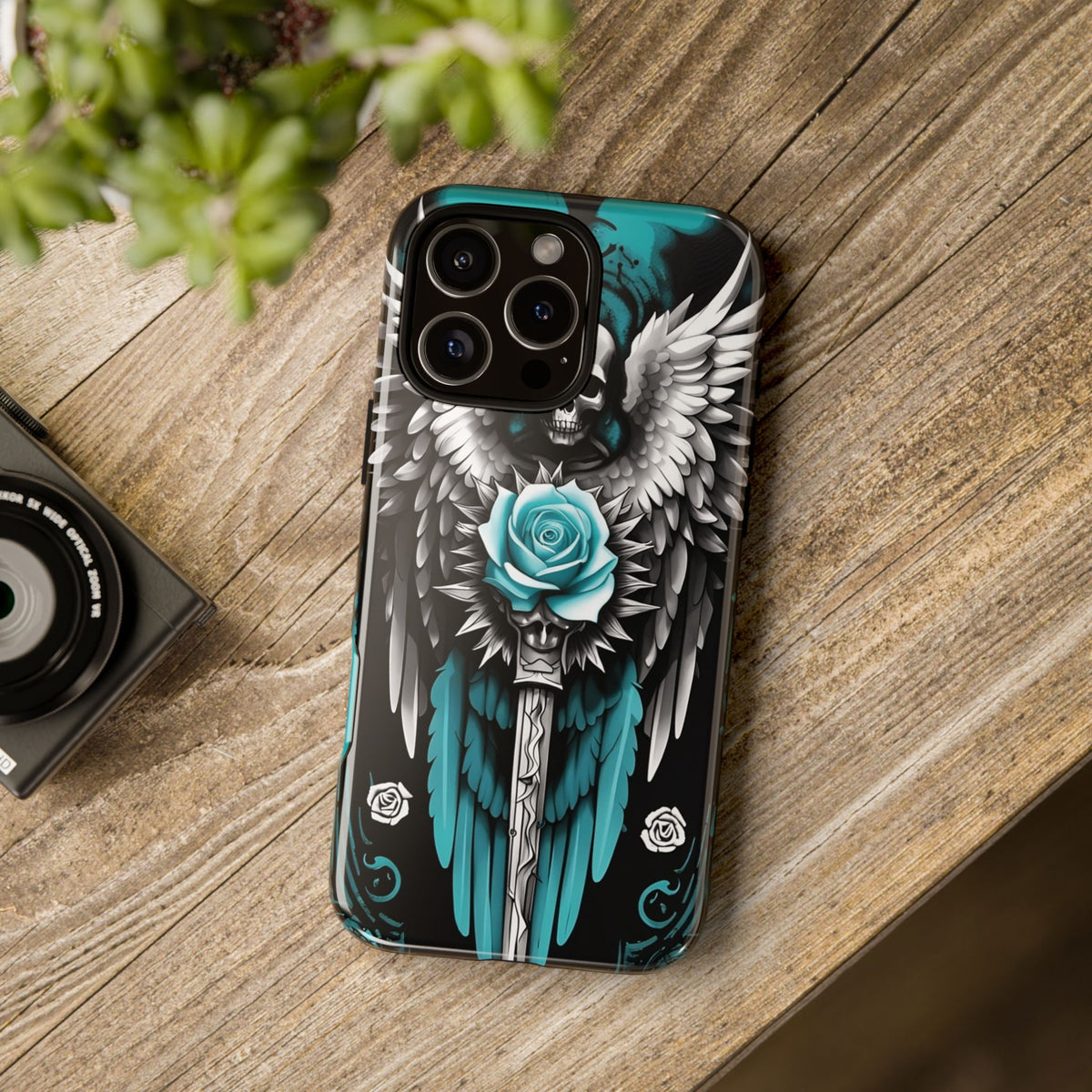 Phone Case - Tough - Cyan Angel Wings