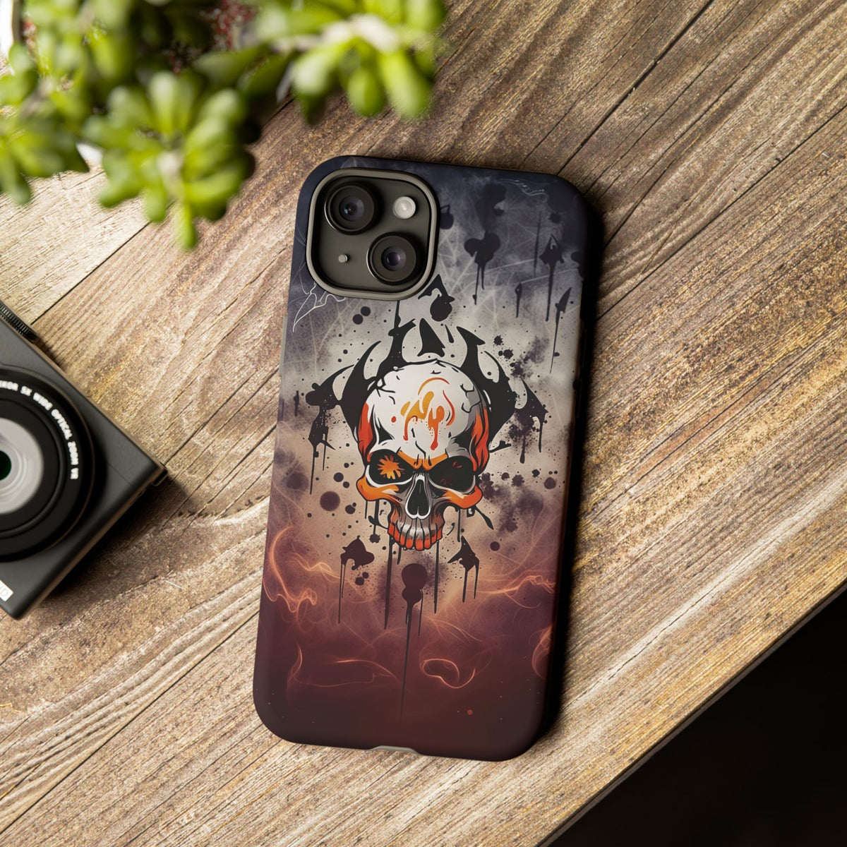 Phone Case - Tough - Orange Skull