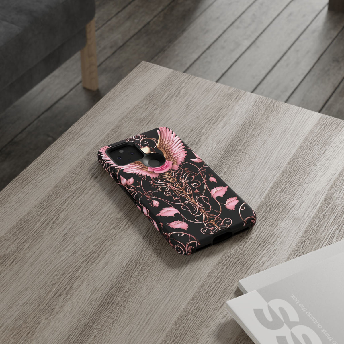Phone Case - Tough - Pink Skull & Wings