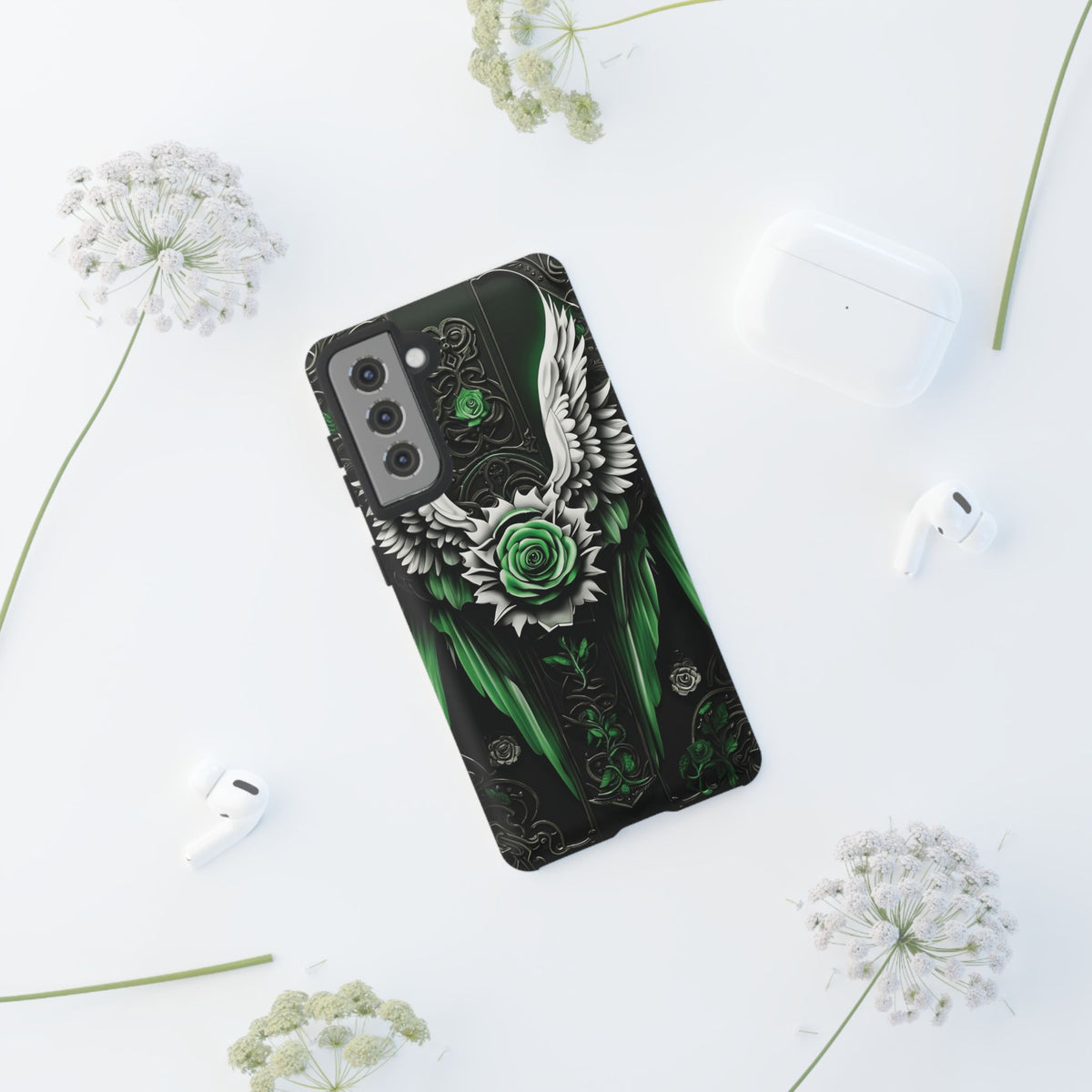 Phone Case - Tough - Green Angel Wings
