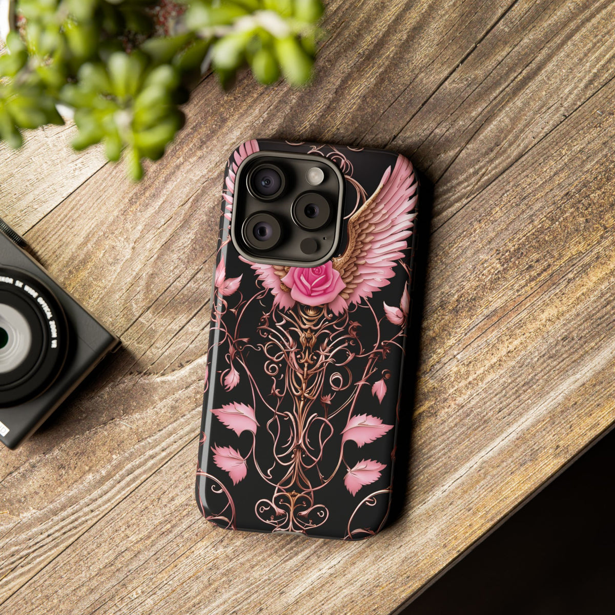 Phone Case - Tough - Pink Skull & Wings