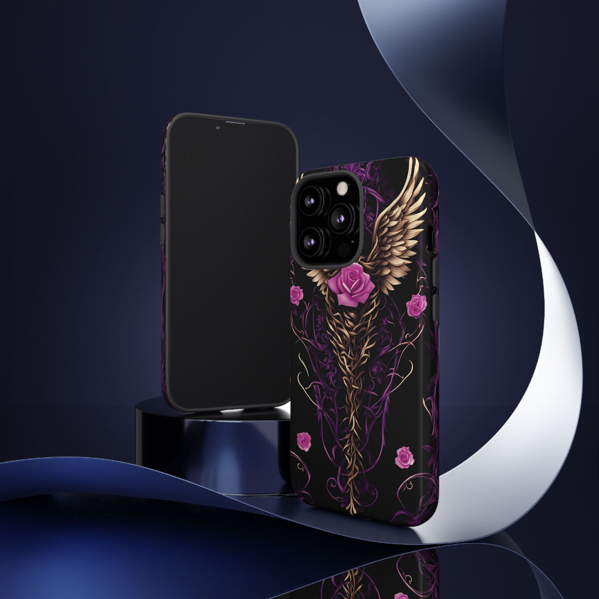 Phone Case - Tough - Purple, Pink Skull & Wings