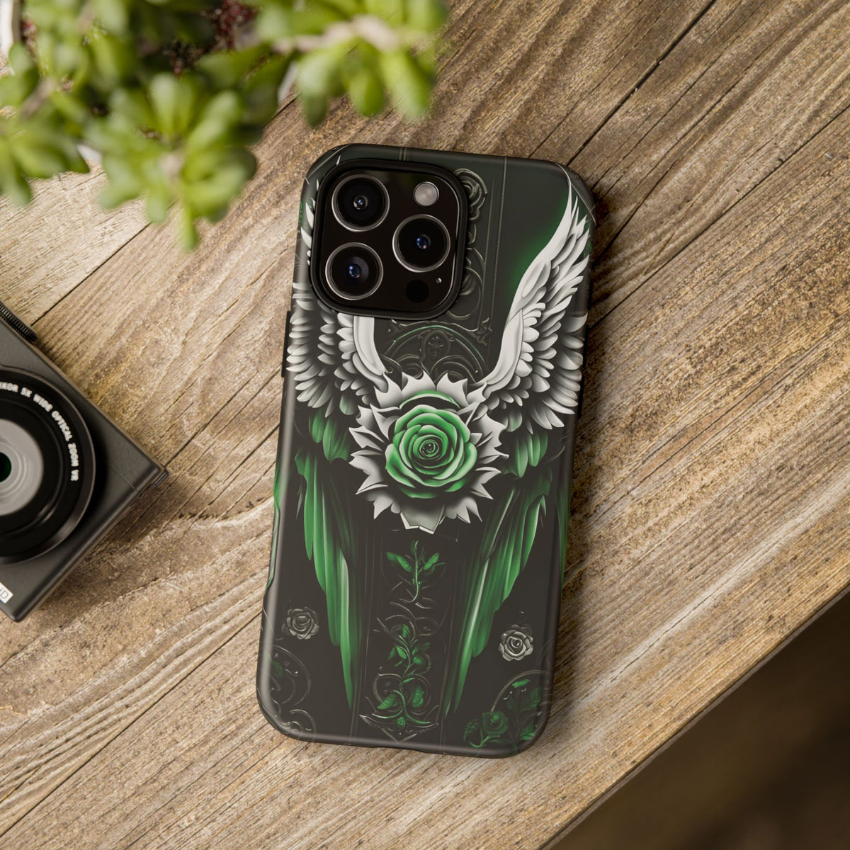 Phone Case - Tough - Green Angel Wings