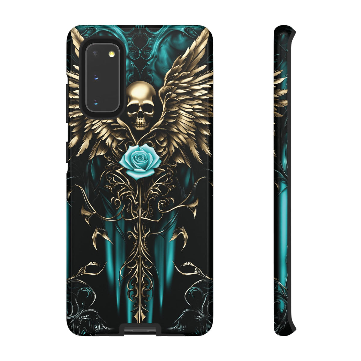 Phone Case - Tough - Cyan Skull & Wings
