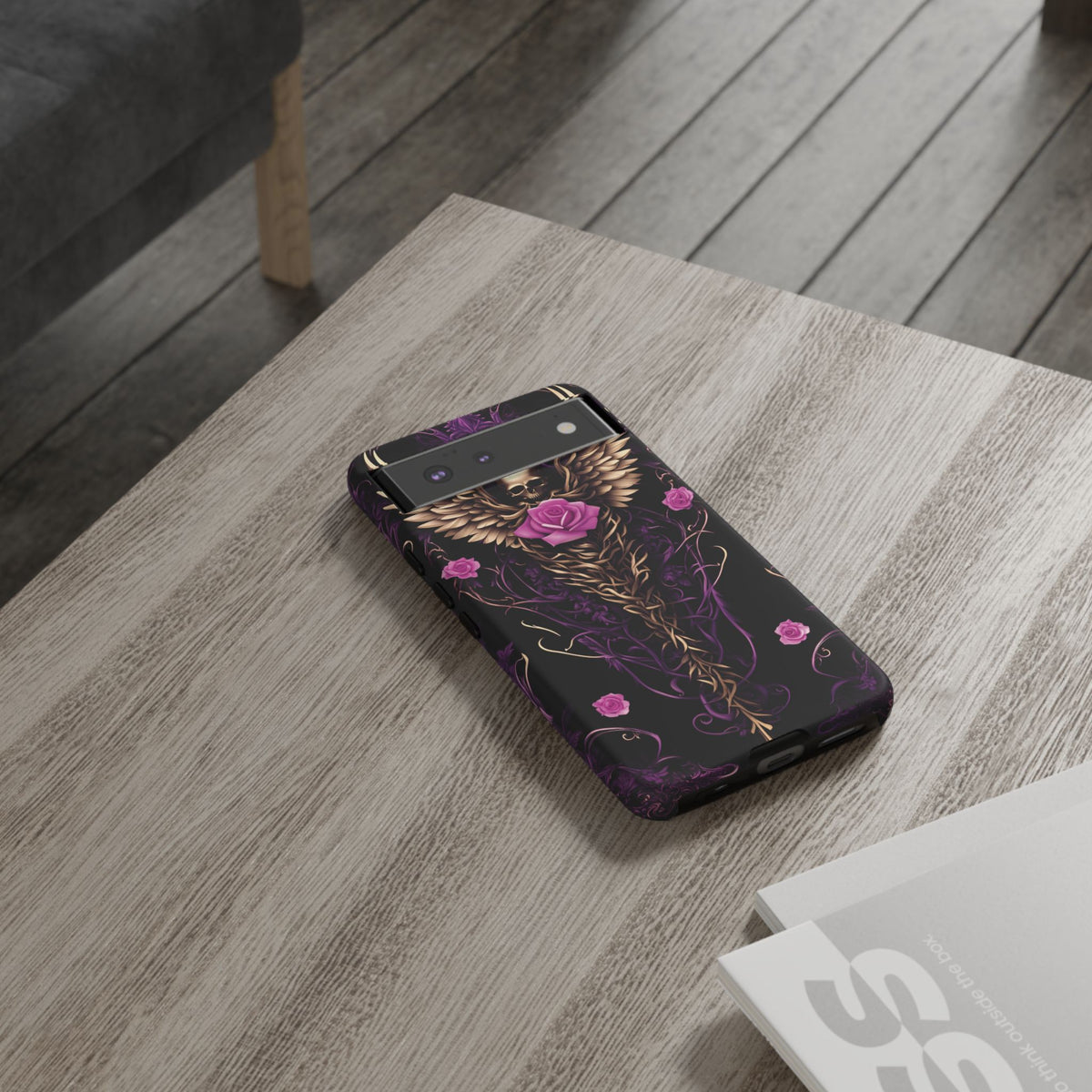 Phone Case - Tough - Purple, Pink Skull & Wings