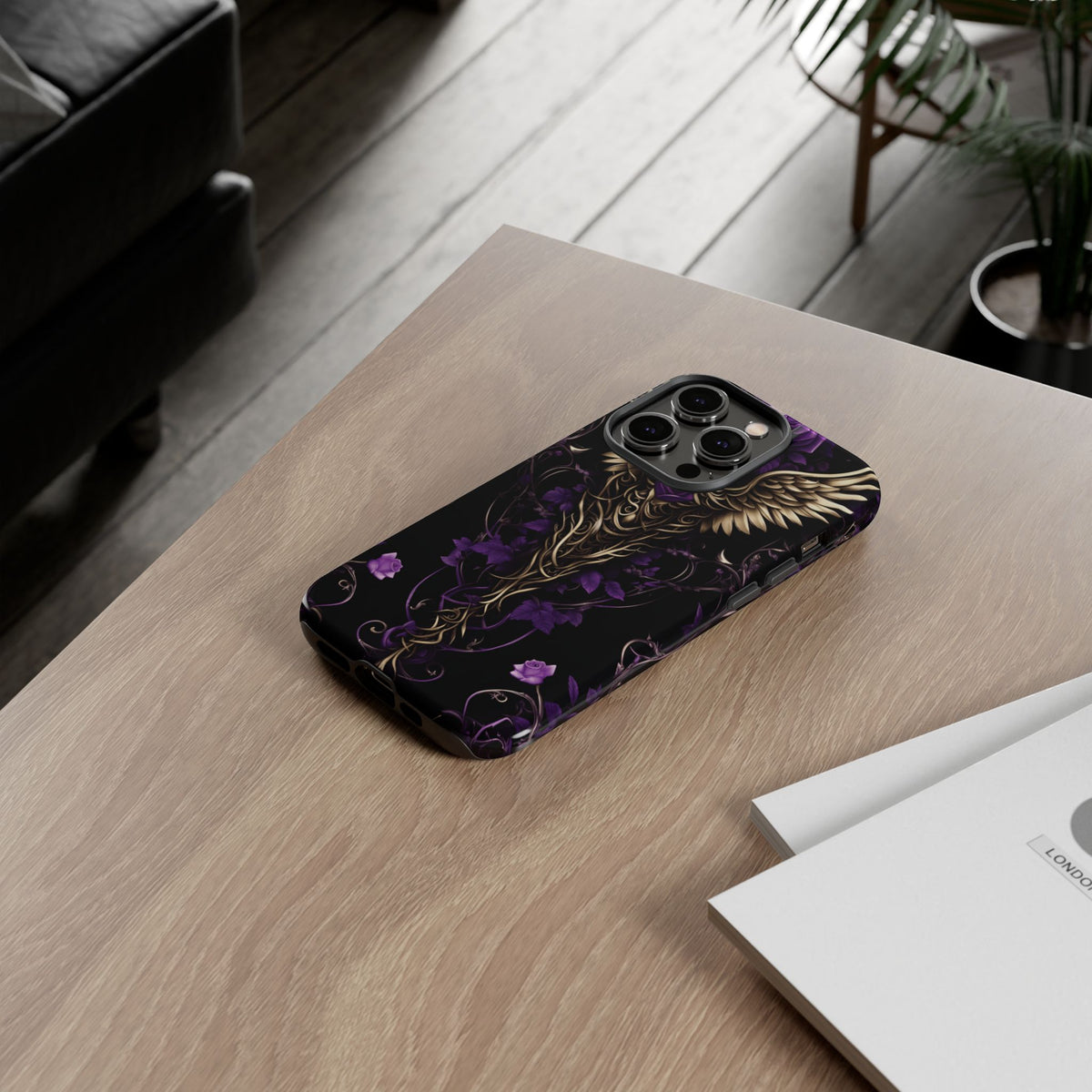Phone Case - Tough - Purple Skull & Wings