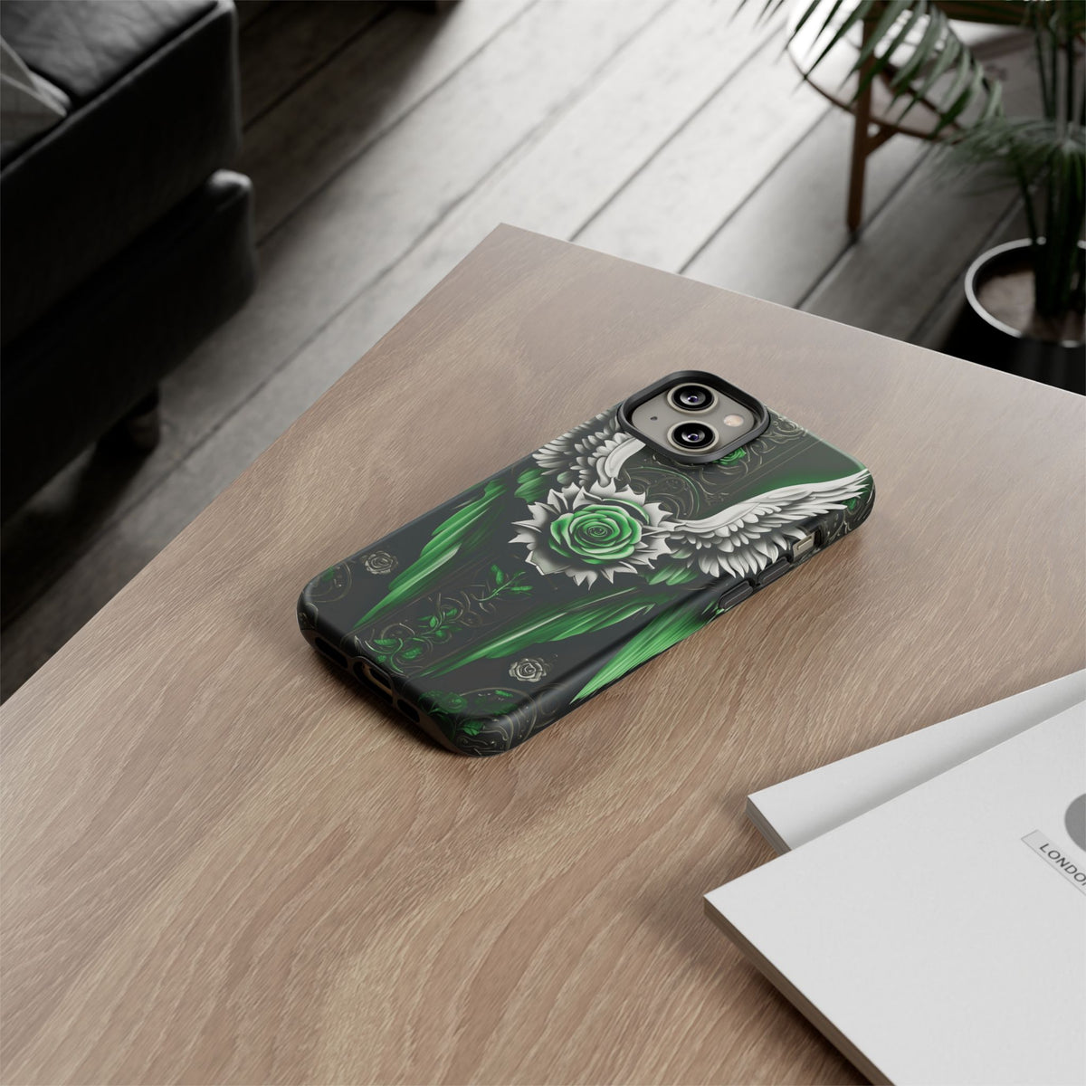 Phone Case - Tough - Green Angel Wings