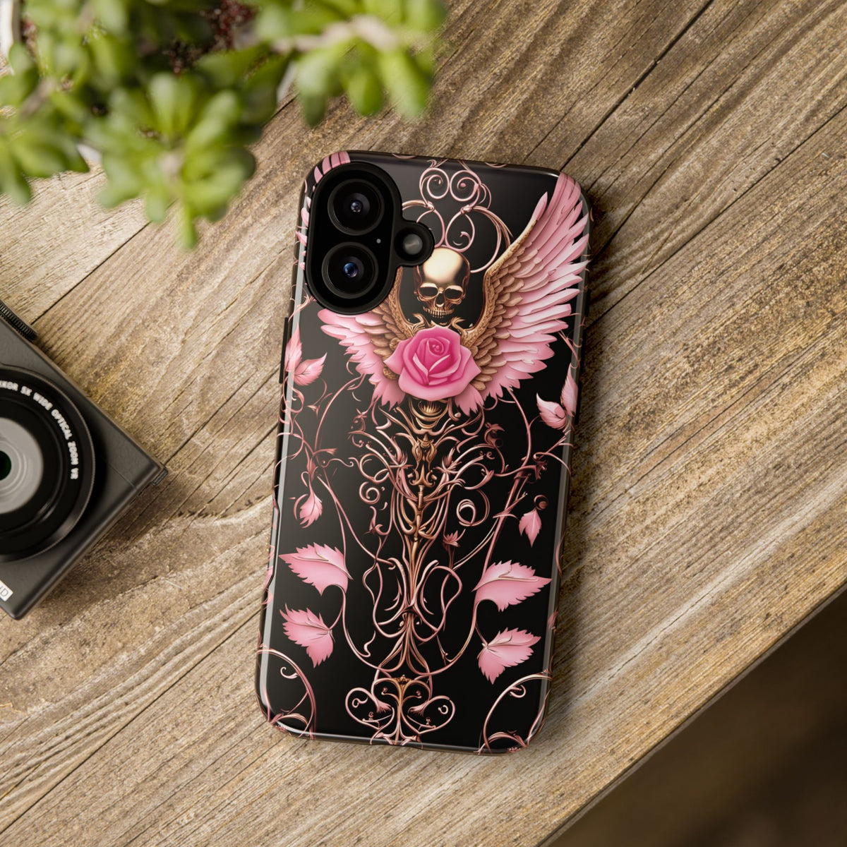 Phone Case - Tough - Pink Skull & Wings