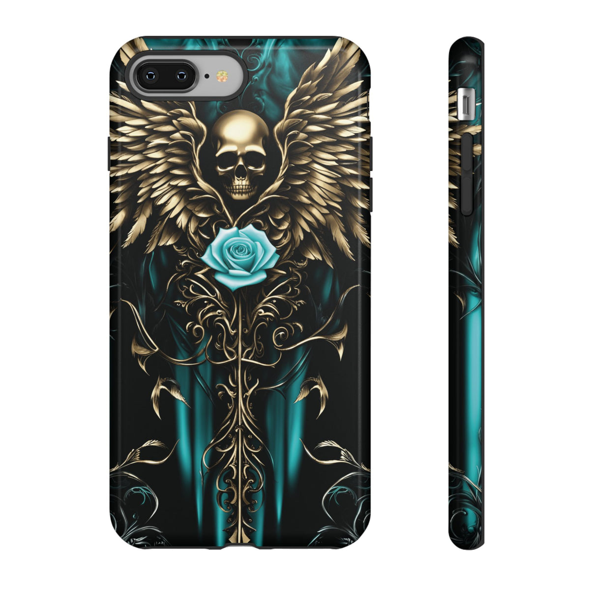 Phone Case - Tough - Cyan Skull & Wings