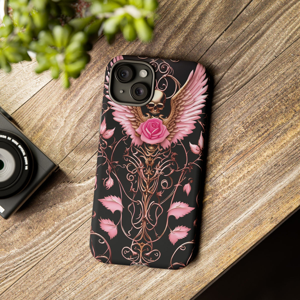 Phone Case - Tough - Pink Skull & Wings