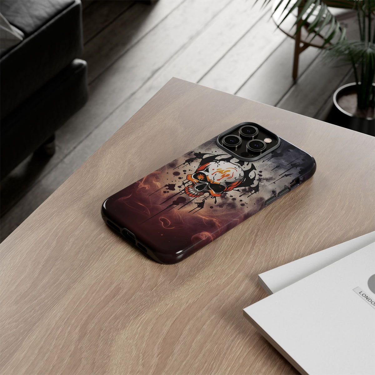 Phone Case - Tough - Orange Skull