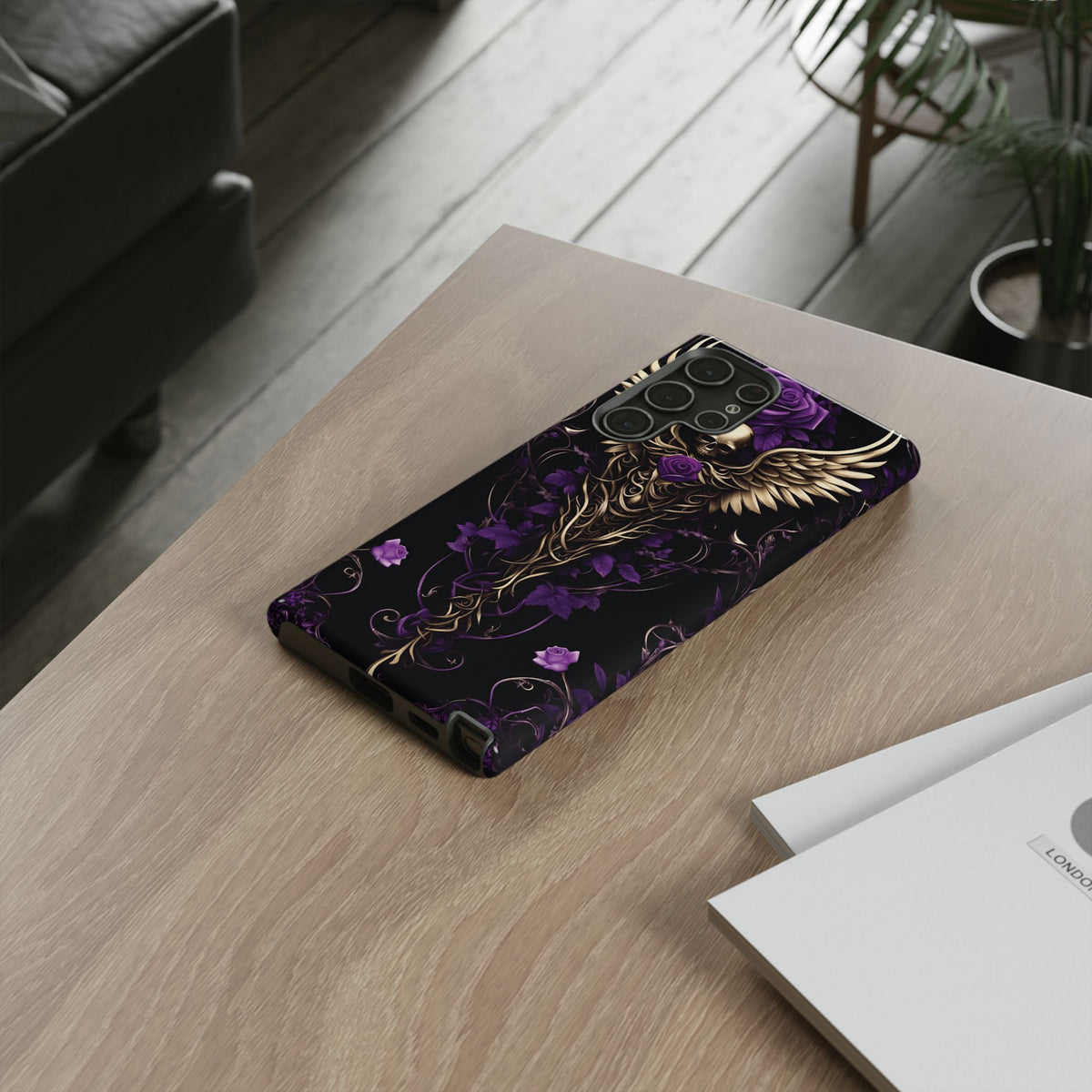 Phone Case - Tough - Purple Skull & Wings