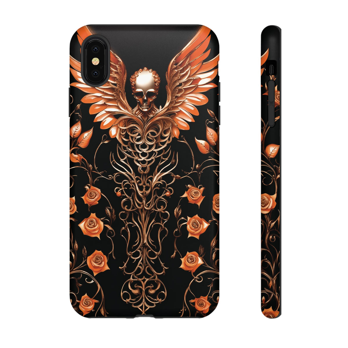 Phone Case - Tough - Orange Skull & Wings