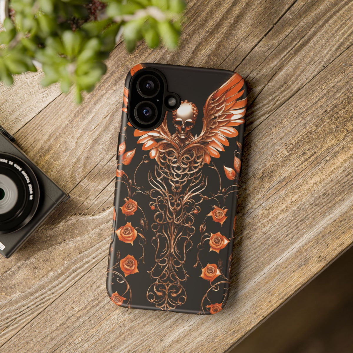 Phone Case - Tough - Orange Skull & Wings