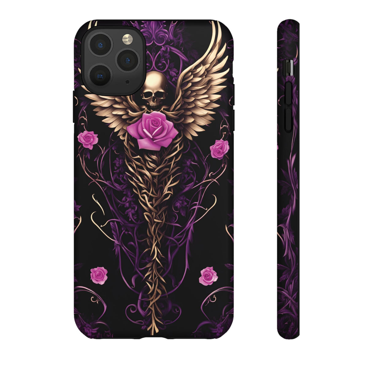Phone Case - Tough - Purple, Pink Skull & Wings