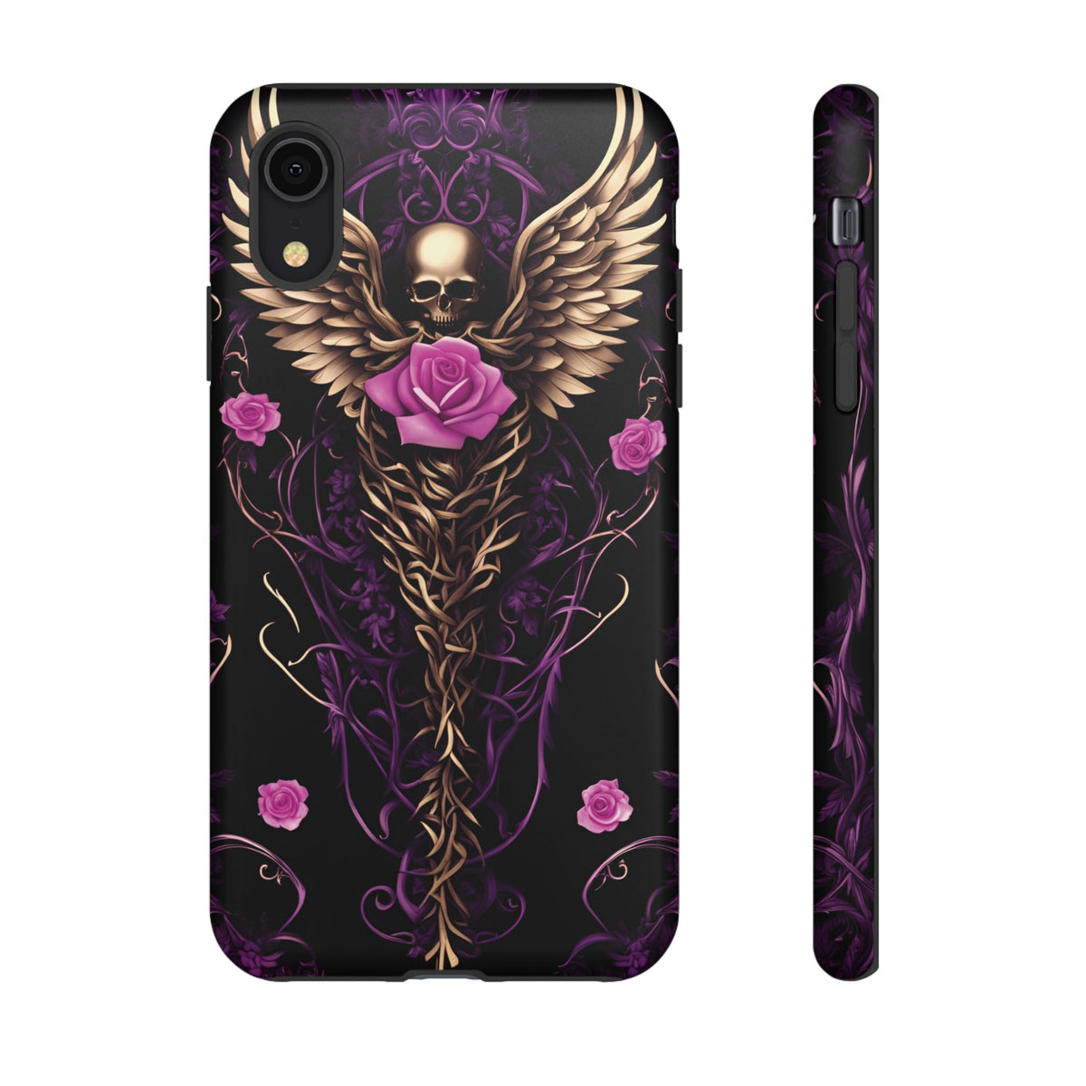 Phone Case - Tough - Purple, Pink Skull & Wings