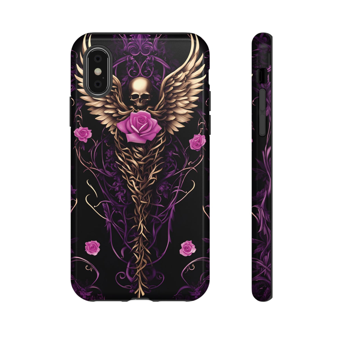 Phone Case - Tough - Purple, Pink Skull & Wings