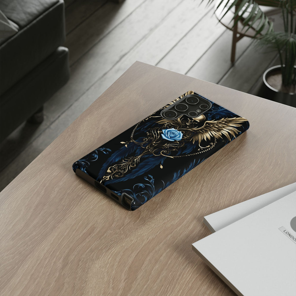 Phone Case - Tough - Blue Skull & Wings