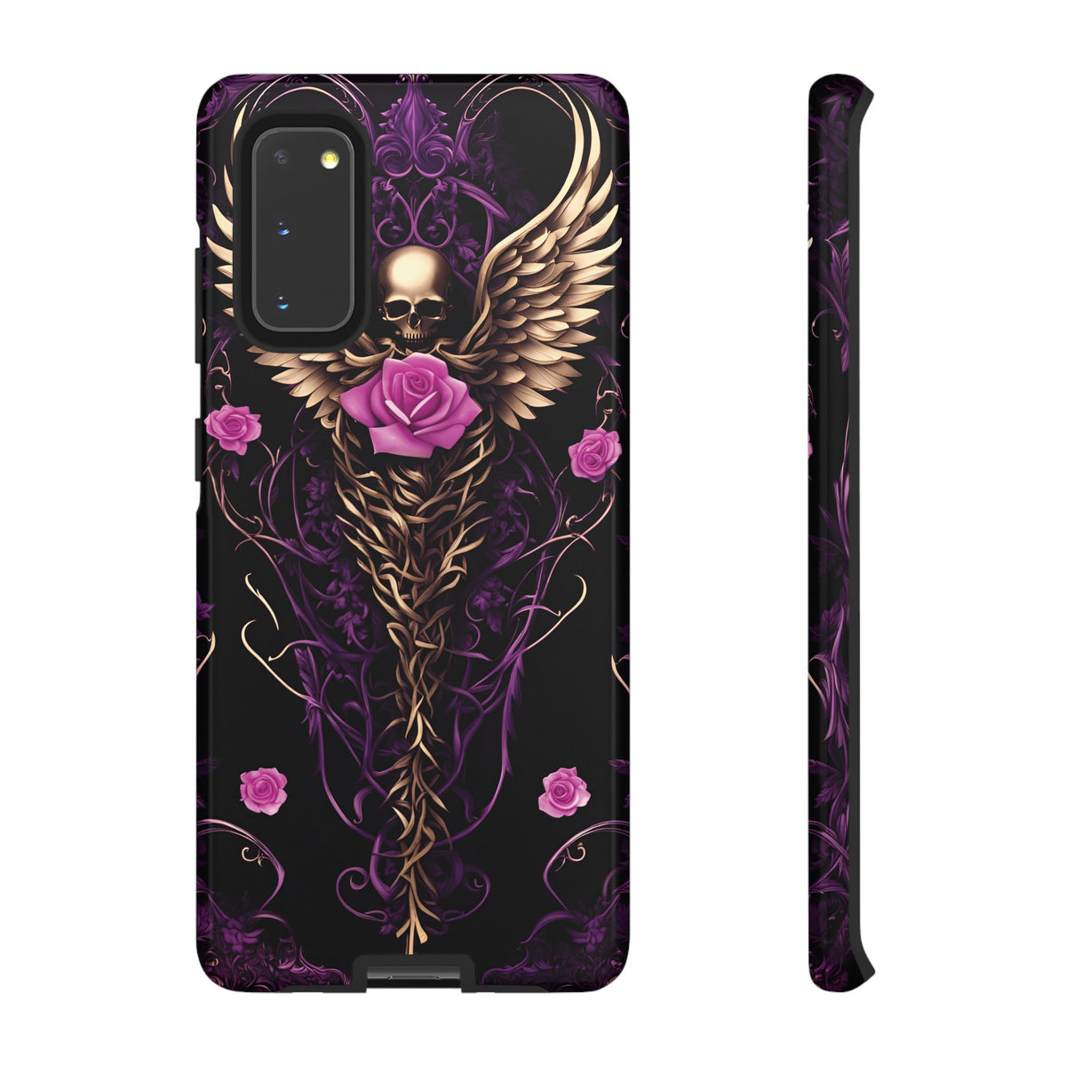 Phone Case - Tough - Purple, Pink Skull & Wings