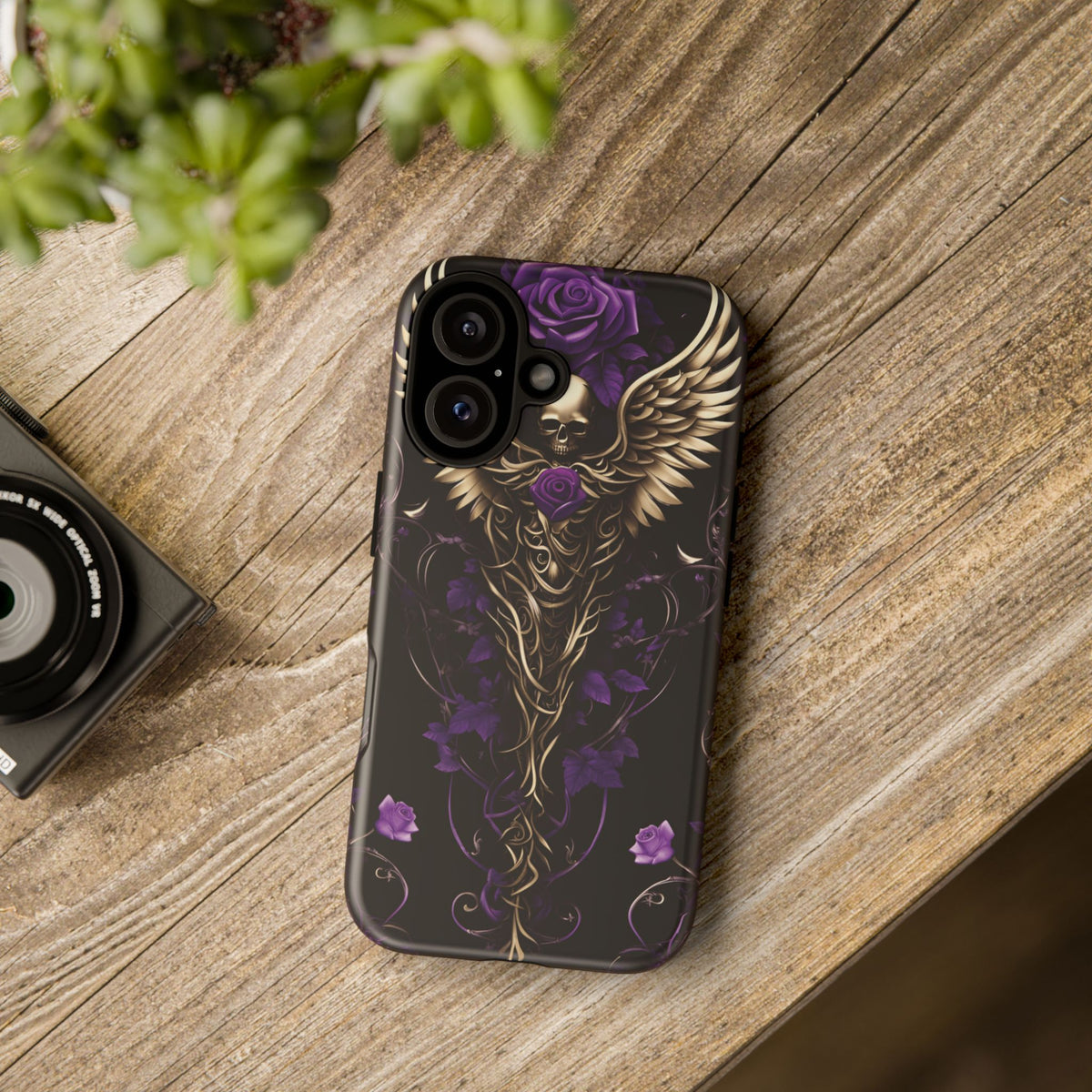 Phone Case - Tough - Purple Skull & Wings