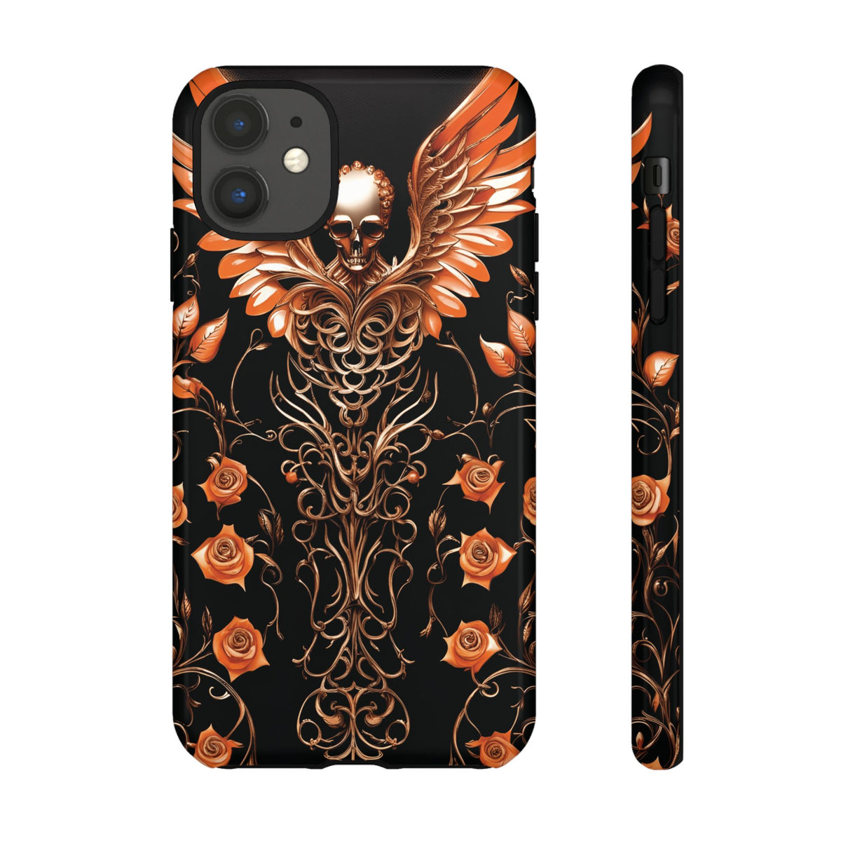 Phone Case - Tough - Orange Skull & Wings