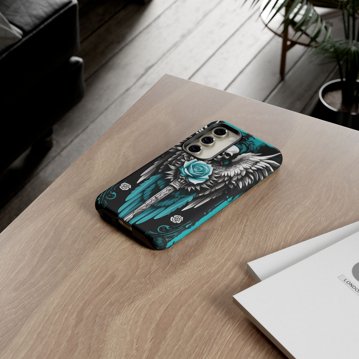Phone Case - Tough - Cyan Angel Wings
