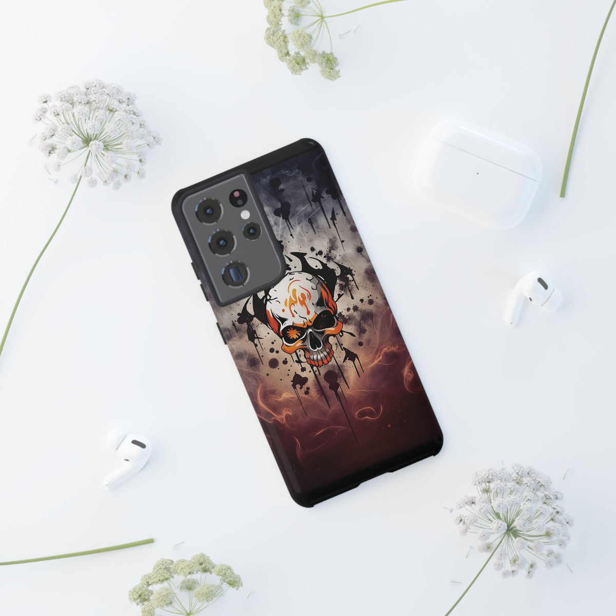 Phone Case - Tough - Orange Skull