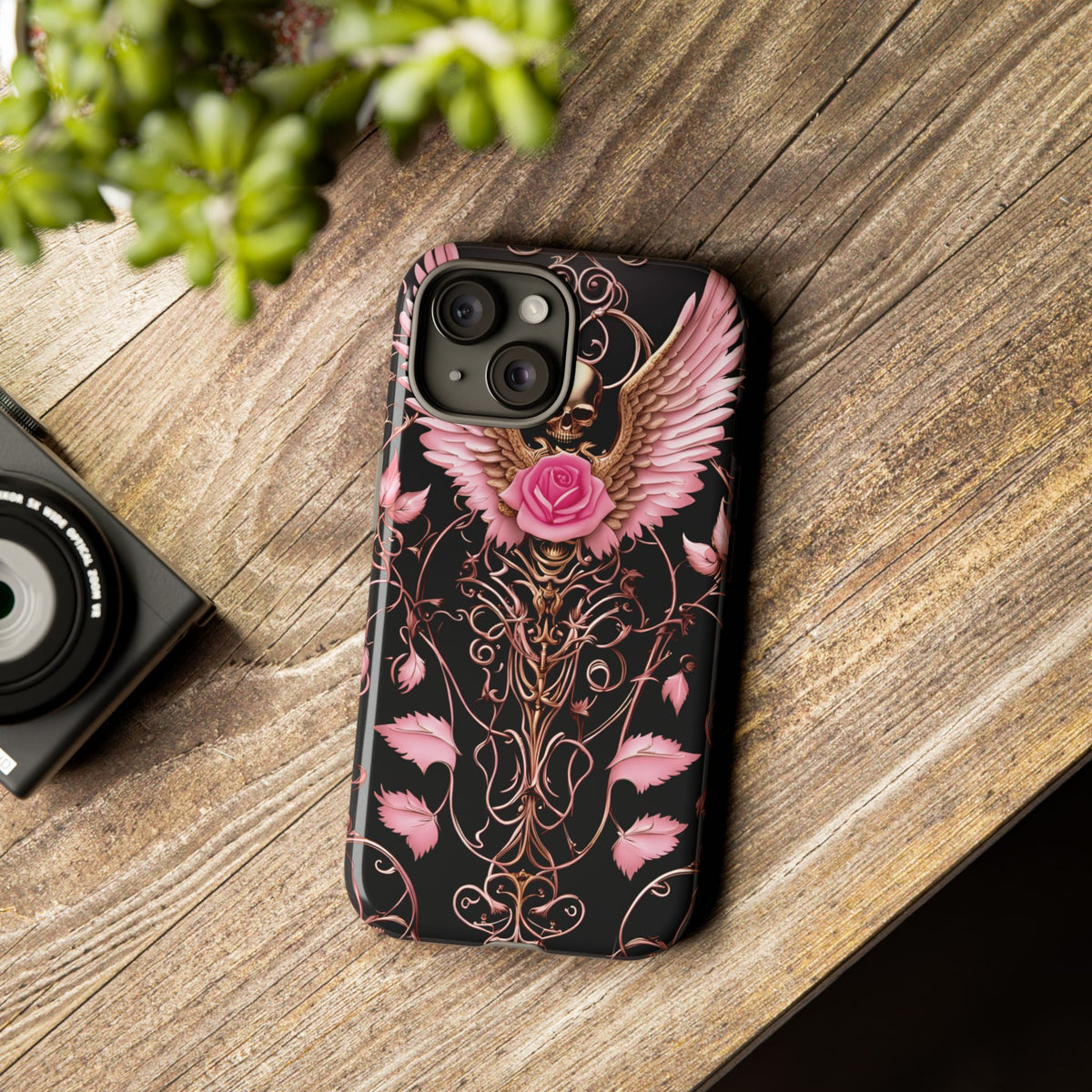 Phone Case - Tough - Pink Skull & Wings