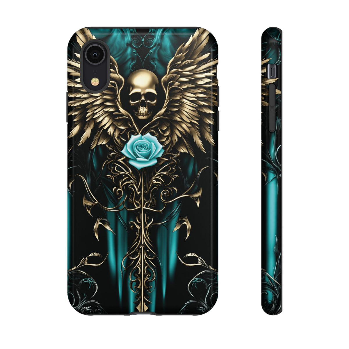 Phone Case - Tough - Cyan Skull & Wings