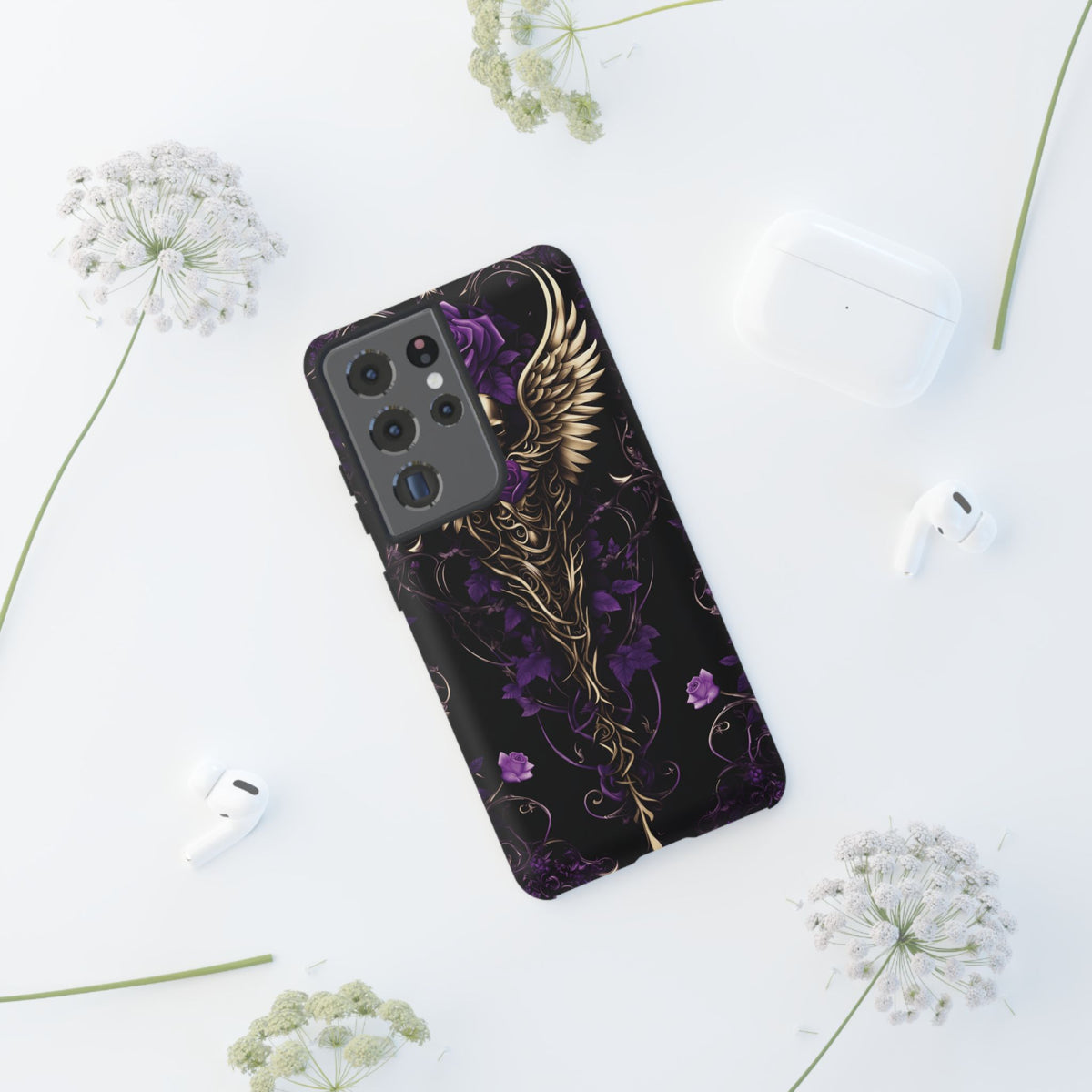 Phone Case - Tough - Purple Skull & Wings
