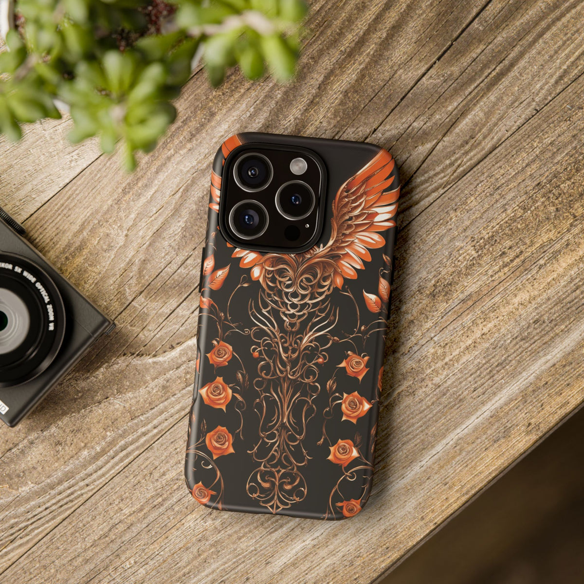 Phone Case - Tough - Orange Skull & Wings