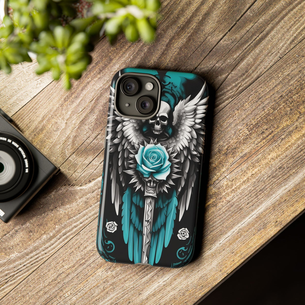 Phone Case - Tough - Cyan Angel Wings