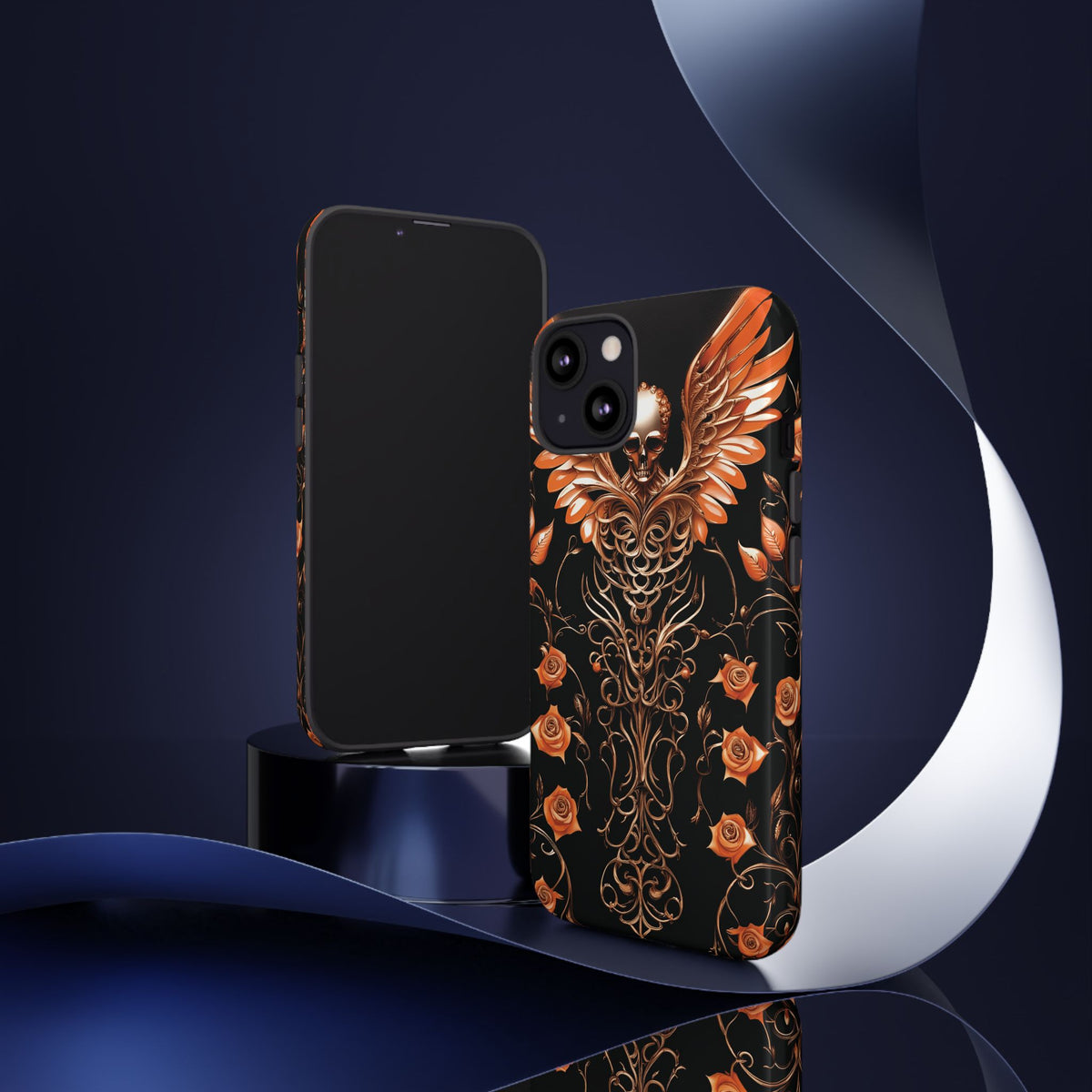 Phone Case - Tough - Orange Skull & Wings