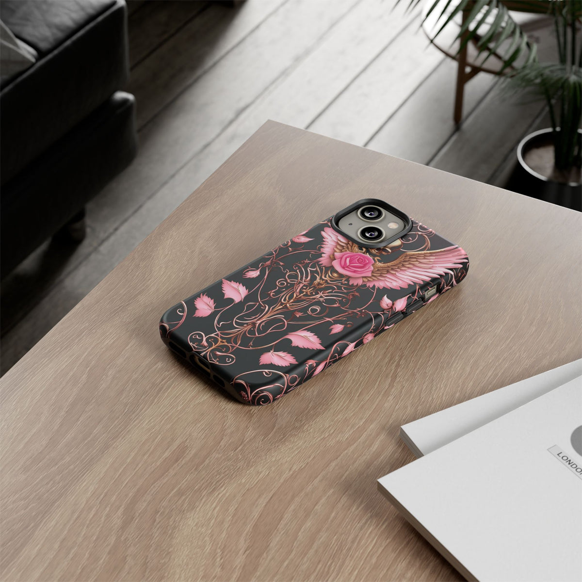 Phone Case - Tough - Pink Skull & Wings
