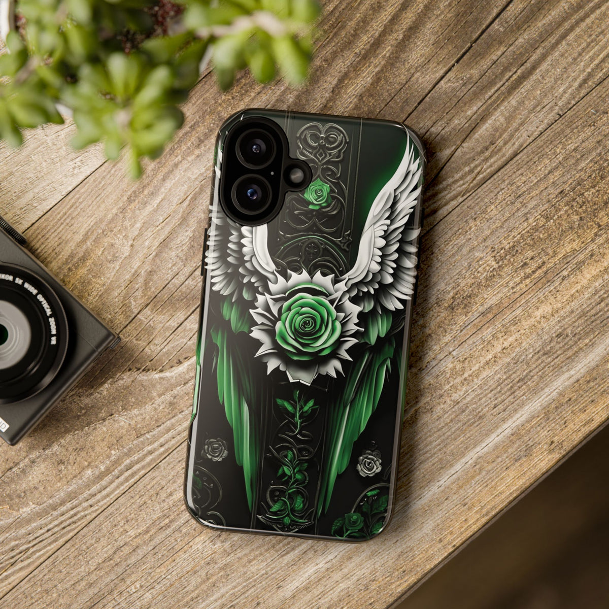 Phone Case - Tough - Green Angel Wings